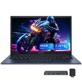 ASUS - Vivobook 14" FHD Business Laptop,Intel i5-1334U,40GB RAM,2TB SSD+128GB Docking Station Set,Win 11 - Blue