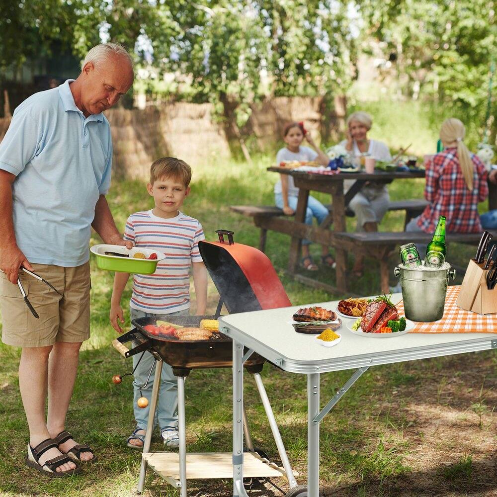 Alt View 6. Resenkos - Resenkos Portable Multi-Use Folding Table 4Ft - Wood Grain Design, Versatile Tabletop For Home, Outdoor Events, White - White.
