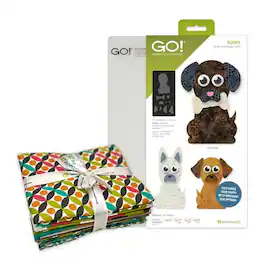 AccuQuilt - GO! Puppy Die Bundle – Puppy Appliqué Die, Cutting Mat, FREE Fat Quarter Fabric Bundle - Multicolor
