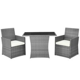 Pefilos - 3 Pieces Patio Rattan Furniture Set with Cushioned Armrest Sofa, Space-Saving Outdoor Conversation Set - White