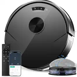 Teendow - 2-in-1 Robot Vacuum & Mop, App-Controlled Smart Cleaner with HEPA, Self-Charging, Ideal for Pet Hair & Hard Floors - Black