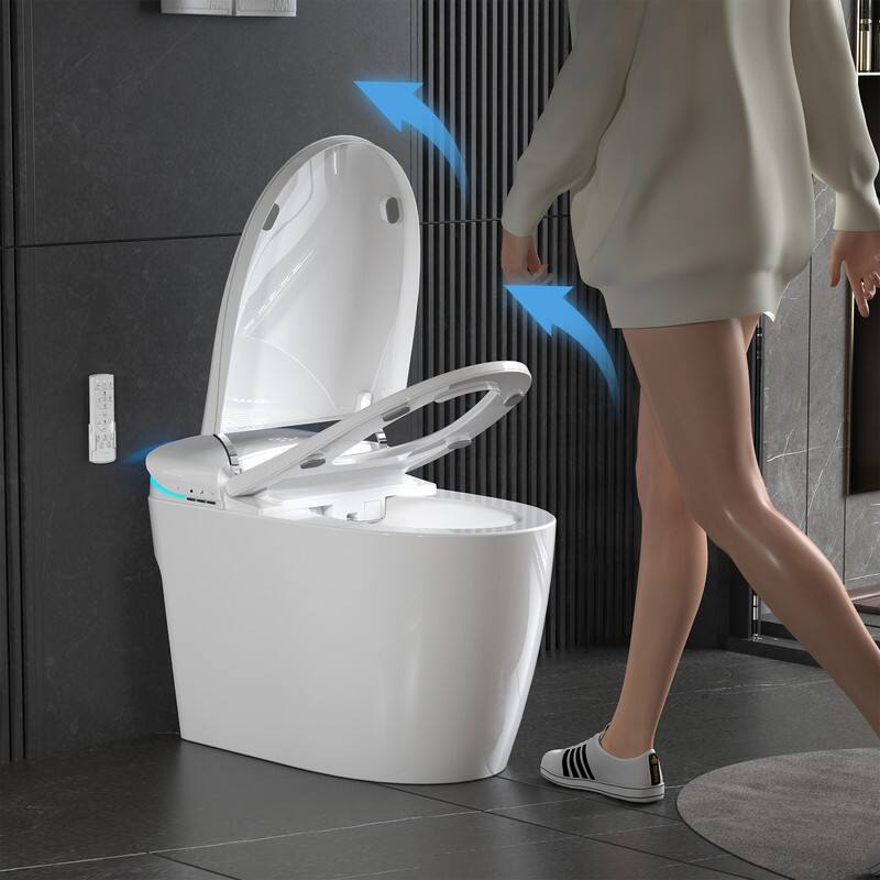 Alt View 2. Vipbear - Smart Toilet with Tank, Voice Control, Auto Lid, Instant Wash, Warm Air Dry, Heated Seat, Blue Light - White.