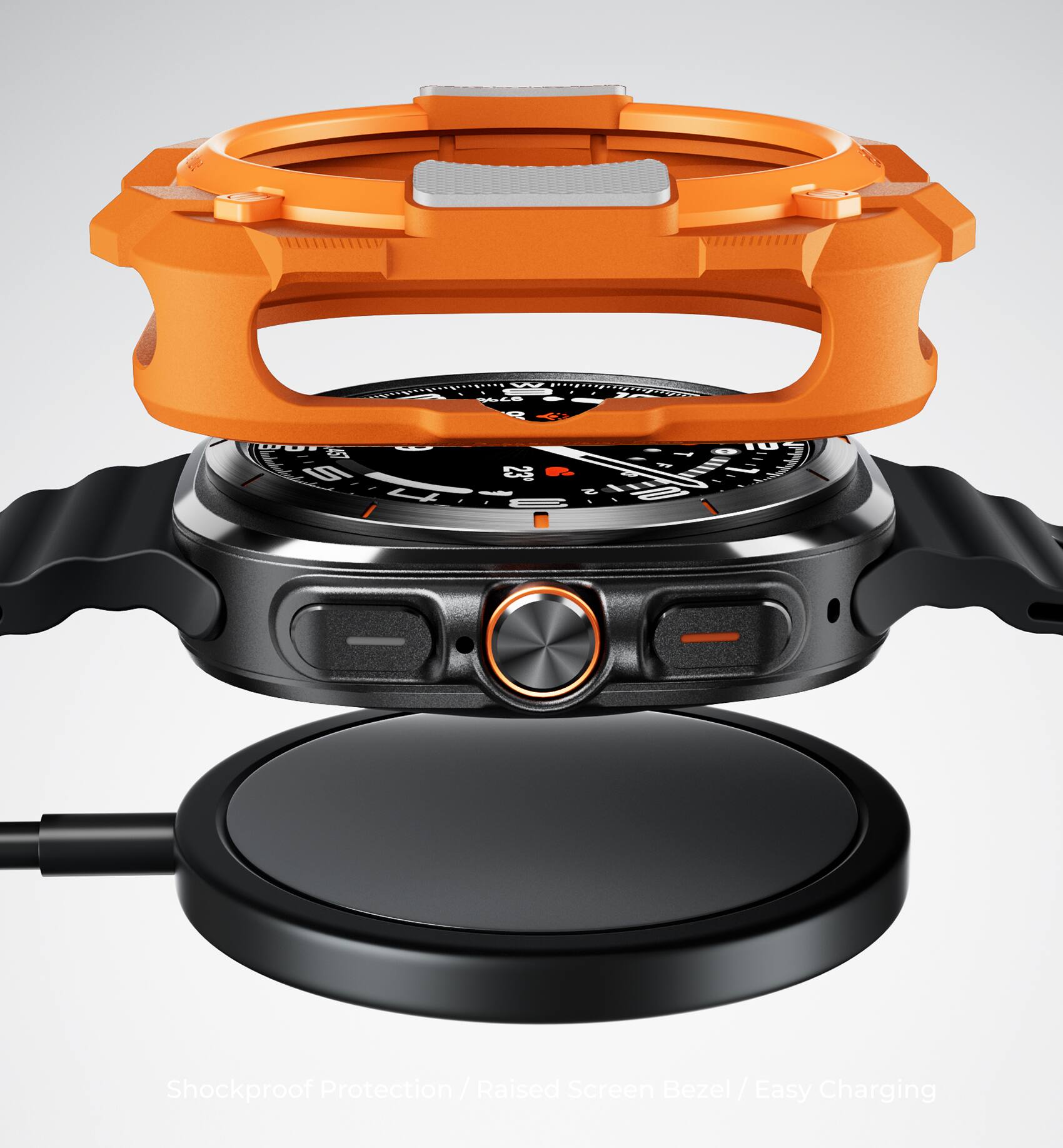 Shockproof Protection / Raised Screen Bezel / Easy Charging