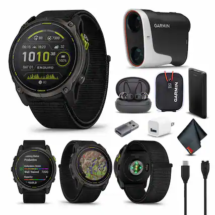 GARMIN 88 7300 06:15 x 18:23 32 38 1010 100% SAT 01 ENDURO 80 GARMIN raining Status Productive 1 ENDURO 3 KIVE Endurance Score Well-Trained 7200 Superior 5 18:04.0 - I .. Ben Serent Monano F0e GARMIN CARMIN