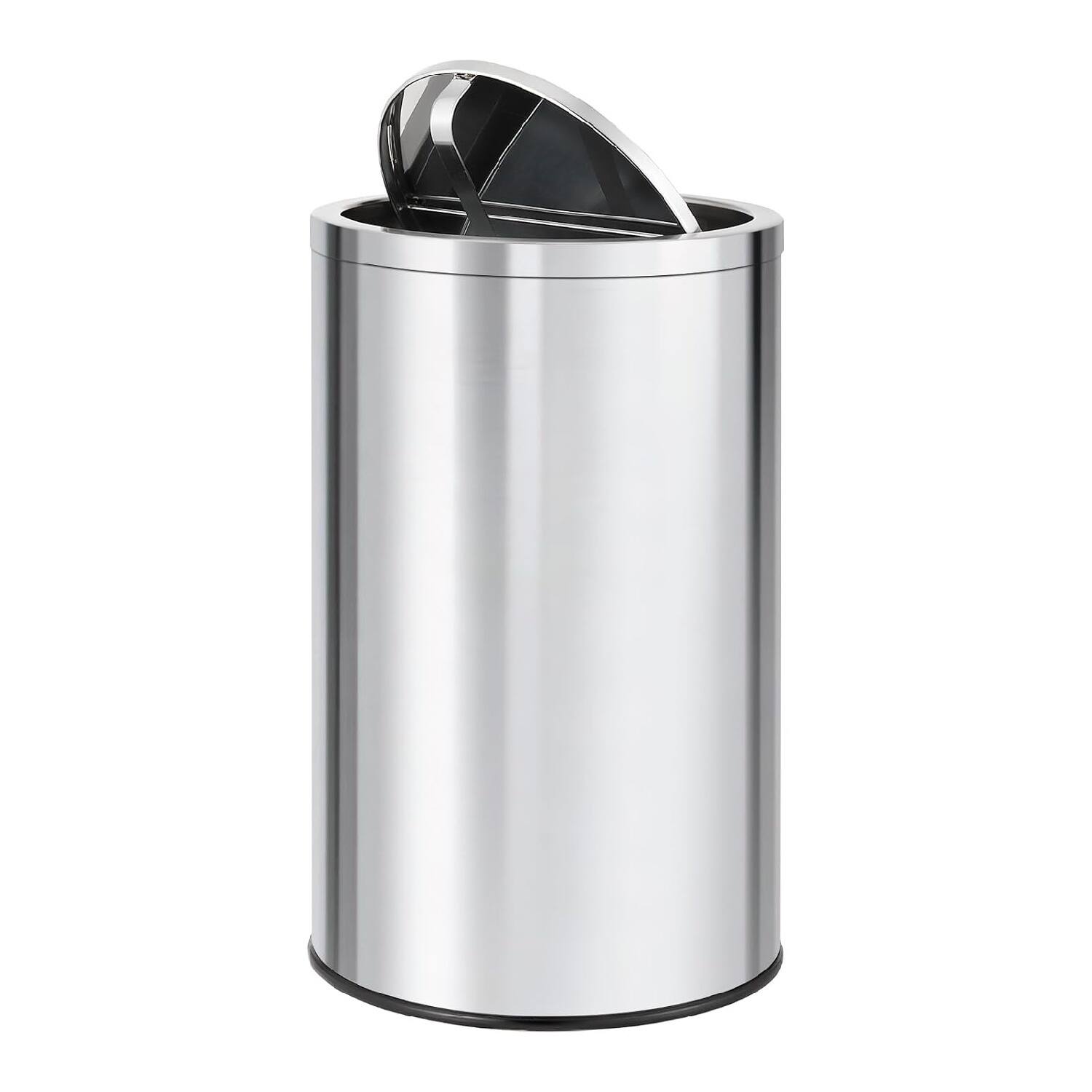 GARVEE - 13 Gal Stainless Steel Trash Can 50 L Kitchen Garbage Can with Flipping Lid - Silver