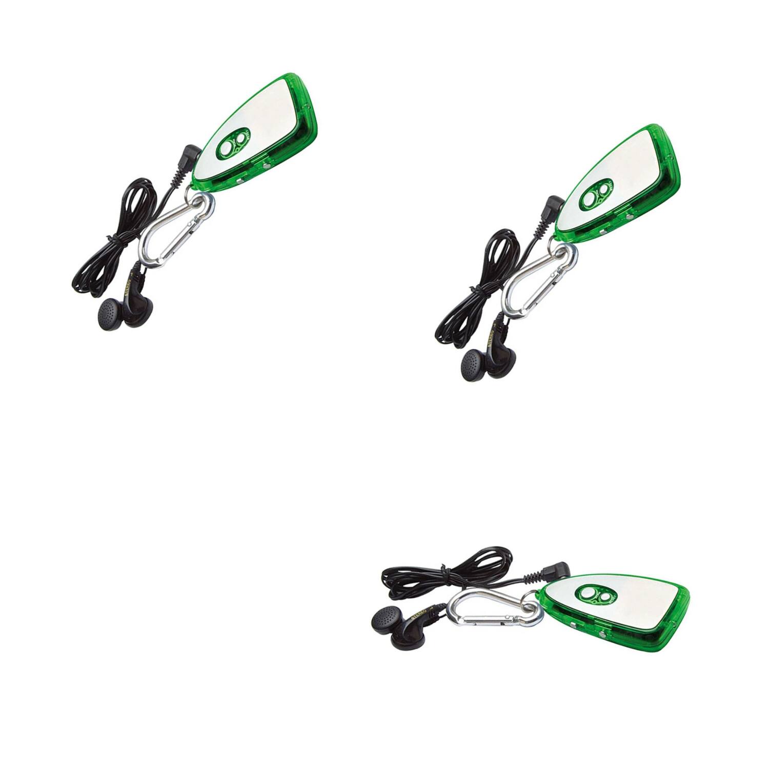 Left. Home Collection - 2 Pack Portable FM Radio with Earbuds & Flashlight - Silver.