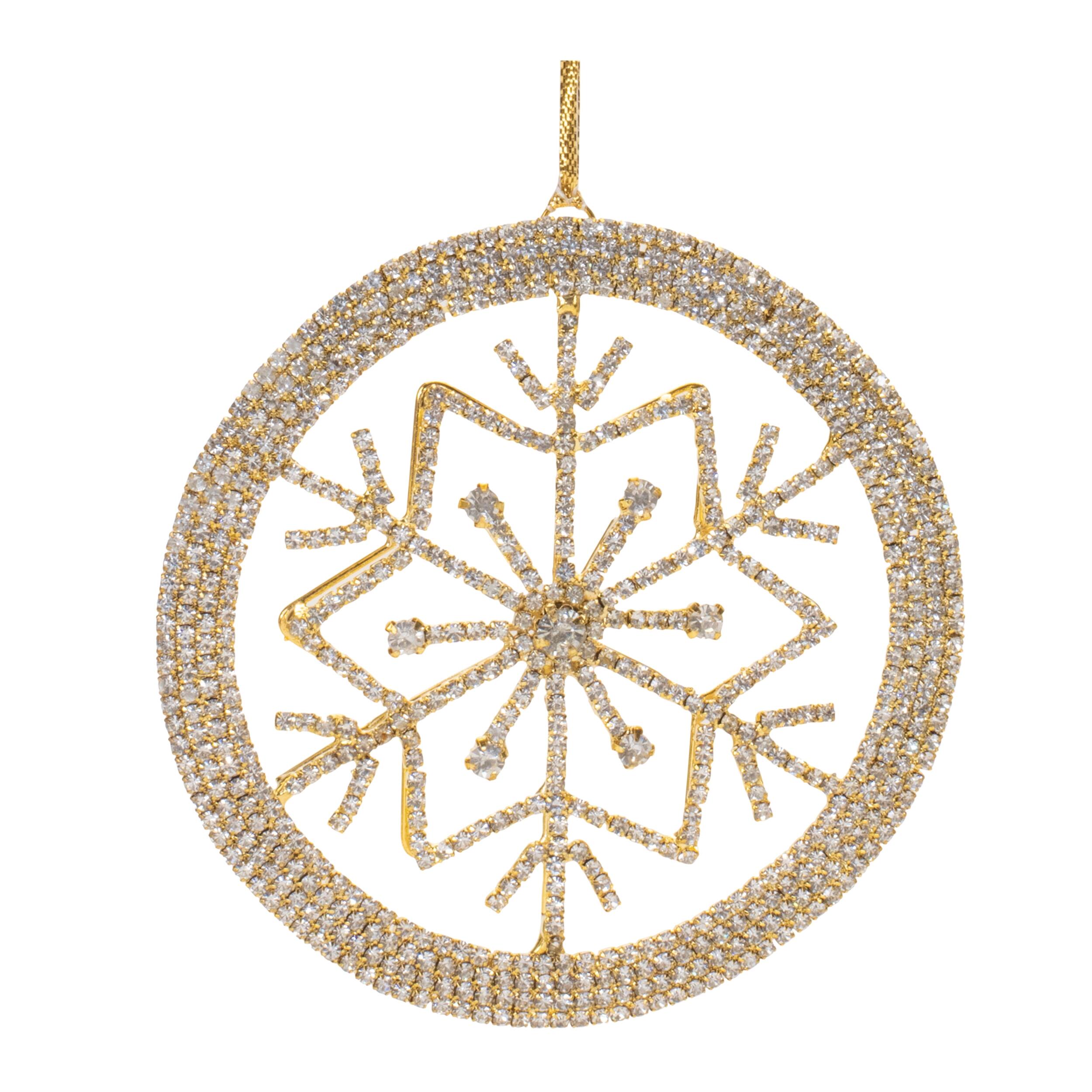 Back. BreeBe - Jeweled Metal Snowflake Ornament (Set of 6) - Gold.