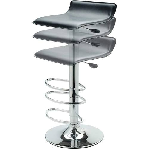 Back. Hivvago - Modern Air-Lift Adjustable Bar Stools with Black PVC Seat - Black.