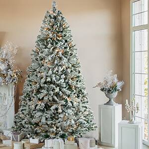 Alt View 5. Winado - 7 FT Artificial Pre-lit Christmas Tree with 1000 Branch 400 Lights Remote Control LED for Holiday Decoration - Snowy Green.