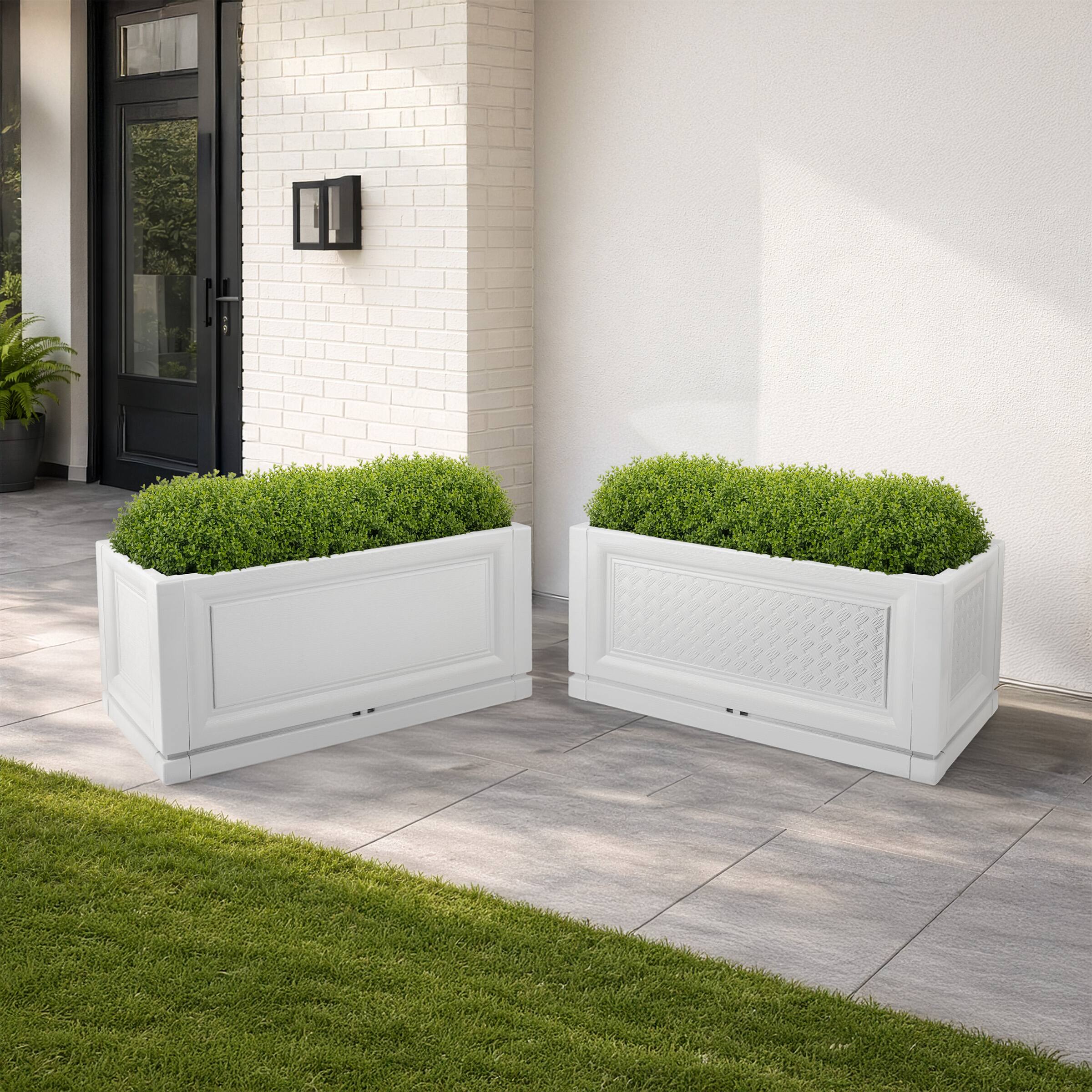 Alt View 7. Pure Garden - 2-Pack Large Planters for Outdoor Plants 15.75x31.5in Rectangular Long Pots for Plants Outdoor Planters for Porch.