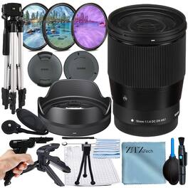Sigma - 16mm f/1.4 DC DN Contemporary Lens for Canon RF Mount with Case + ZeeTech Accessory Bundle - Black