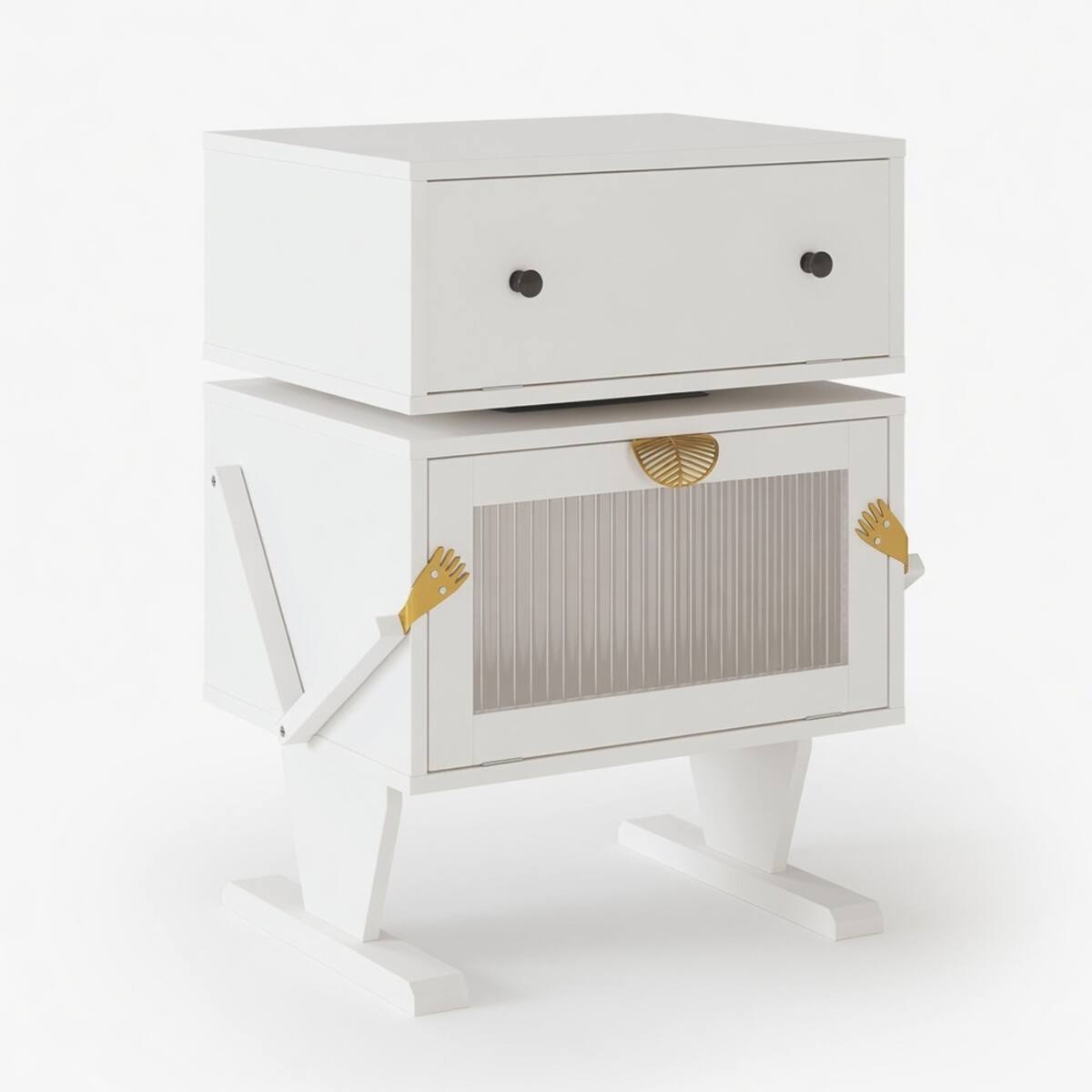 Loheer Robot LED Nightstand with 360 Degree Rotating Drawer, 20.7 Inch ...