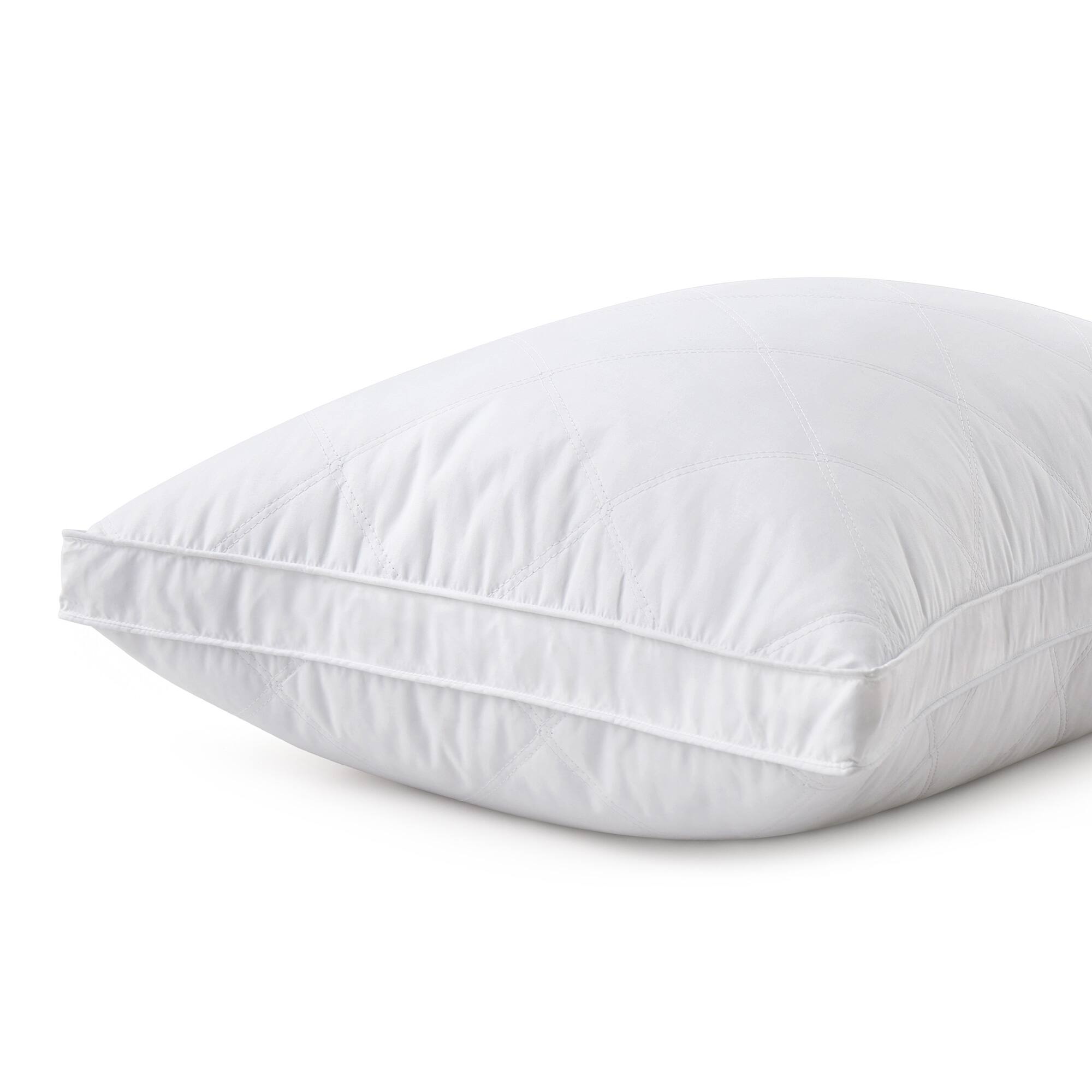 Back. Peace Nest - Peace Nest 2-Pack Medium Firm Diamond Quilted Feather Pillow with Gusset Design - White.