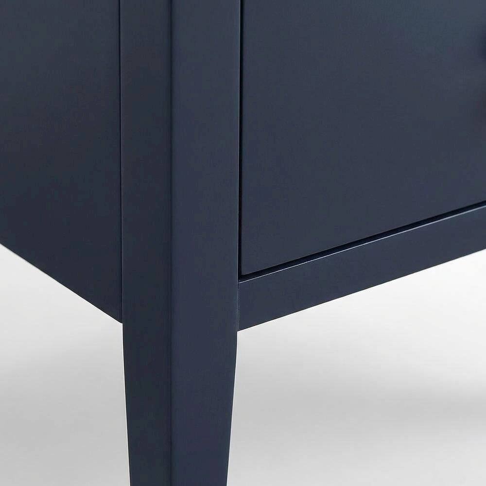 Alt View 1. FurniFact - Midnight Blue Nightstand with Gold Hardware, Casual Farmhouse Style - Blue.