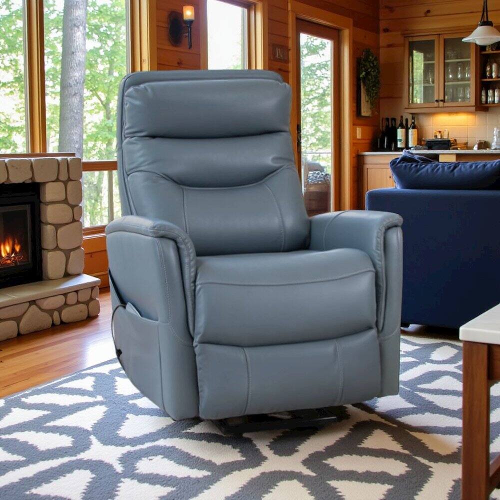 Left. Starlight Canyon Home - Azure Recliner Chair with Power Lift and Articulating Headrest - Blue.