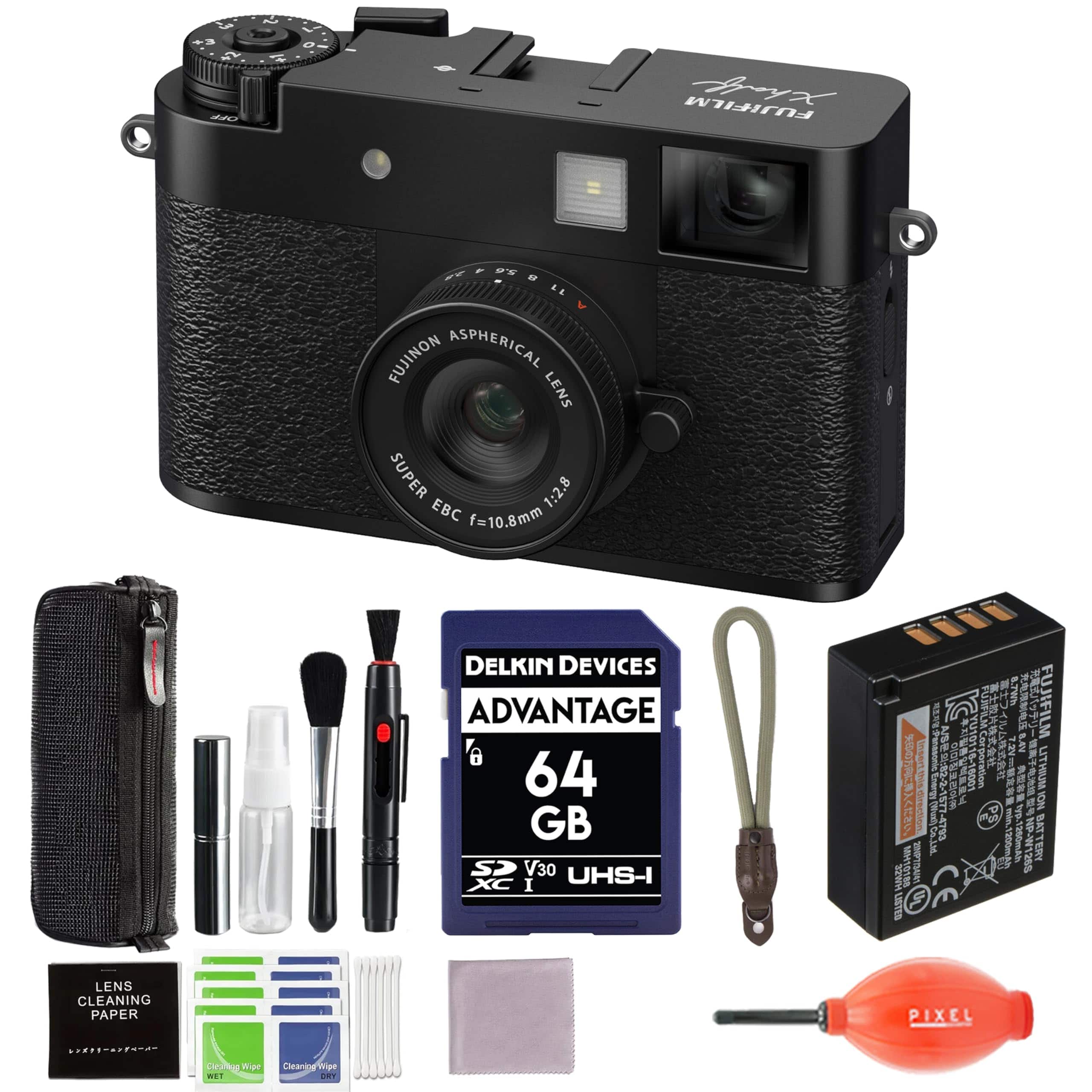 Fujifilm X Half Digital Camera (Black) Bundle with 64GB SD Card +