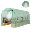 Front. VEVOR - Walk-in Tunnel Greenhouse, 15 x 7 x 7 ft Hoop House Greenhouse Tunnel with Watering System, Plant Hot House - Green.