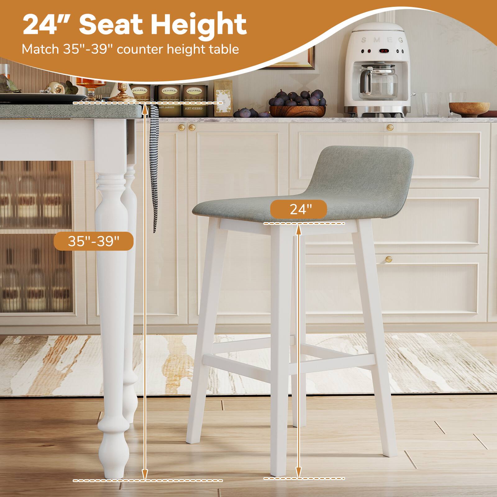 24" Seat Height Match 35"-39" counter height table