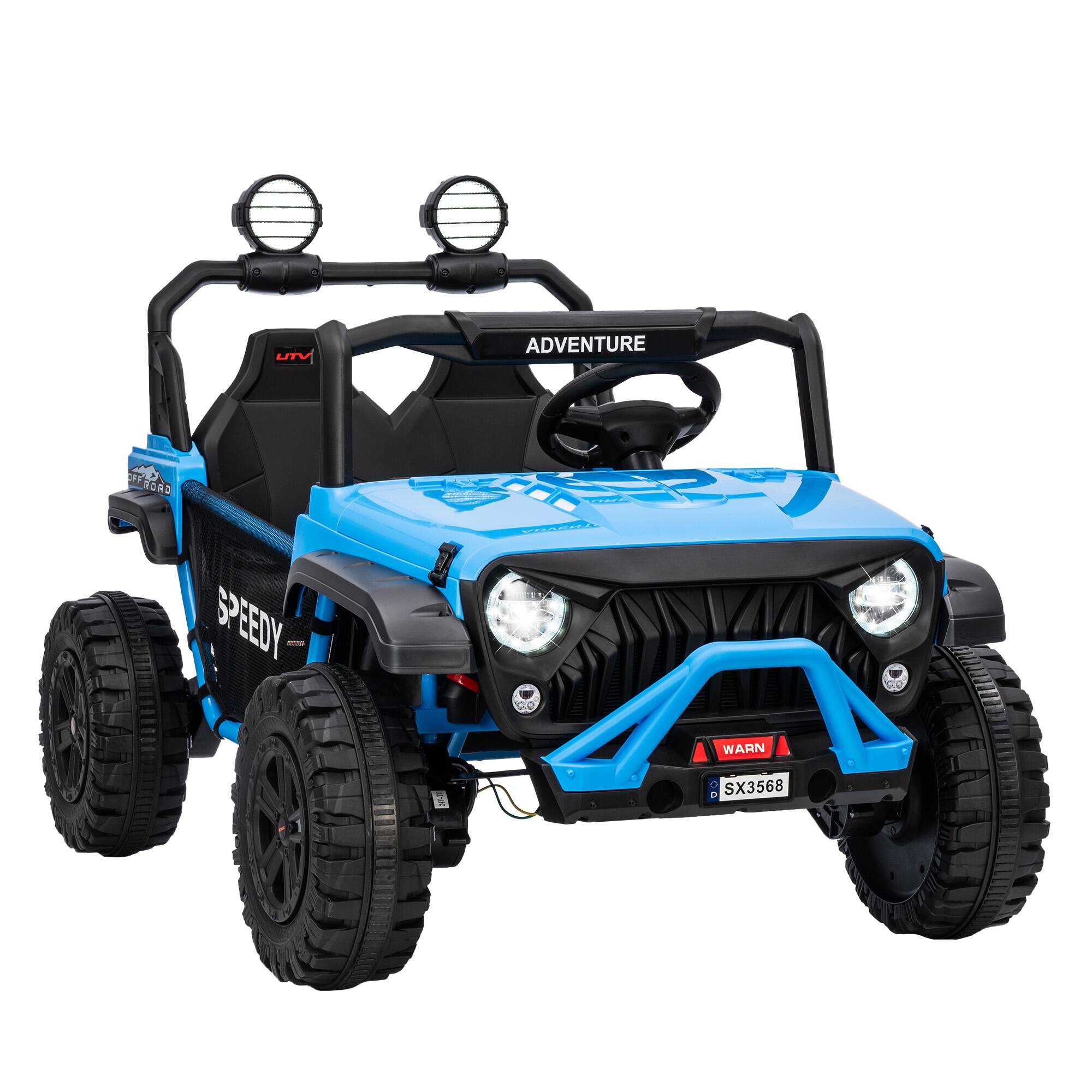 GARVEE - 24V 2-Seater Kids Ride-On Truck, Remote Control Electric Car with Bluetooth & LED Lights - Blue