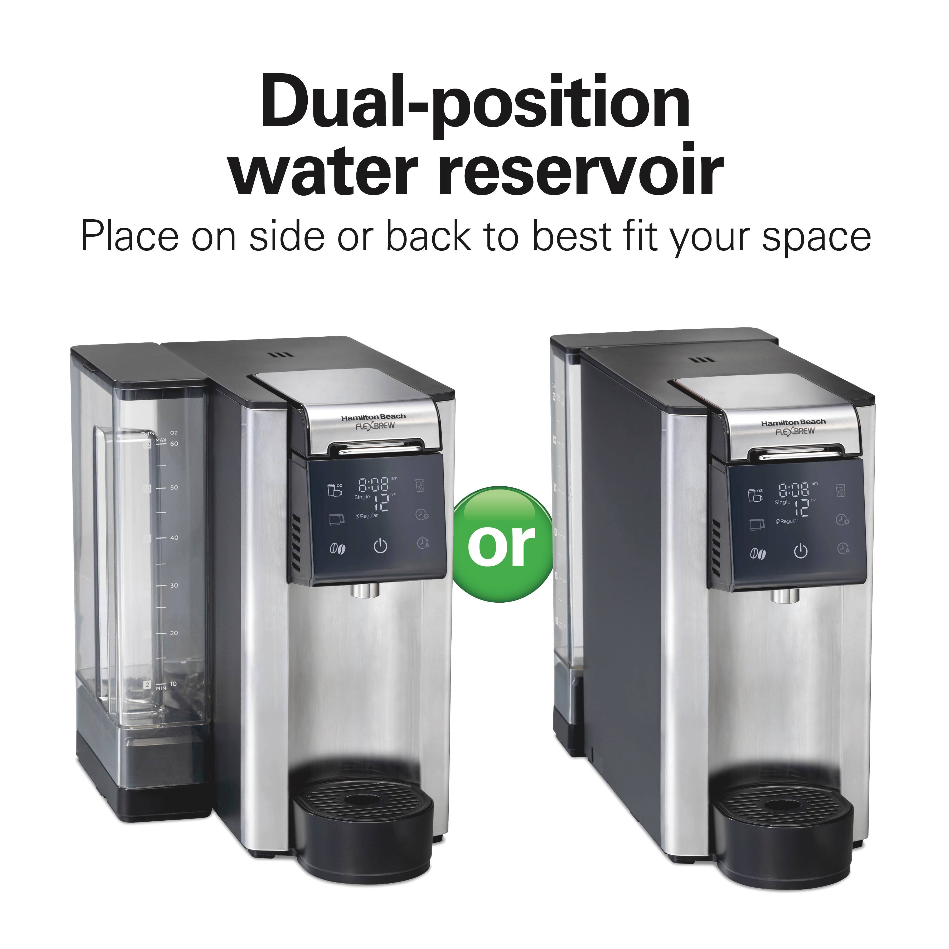 Dual-position water reservoir  
Place on side or back to best fit your space