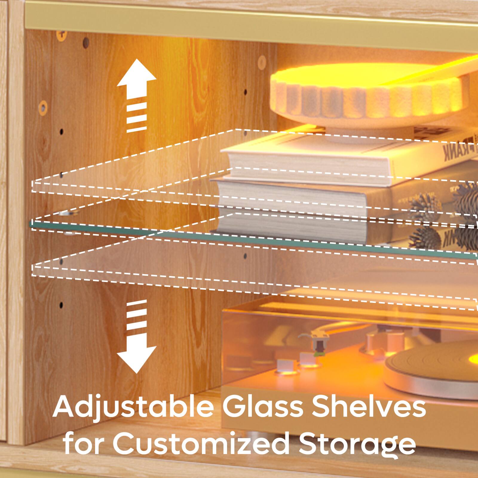 Adjustable Glass Shelves for Customized Storage