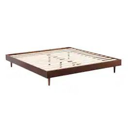 Hivvago - Full size Mid-Century Modern Platform Bed Frame Wood Finish - Dark Brown