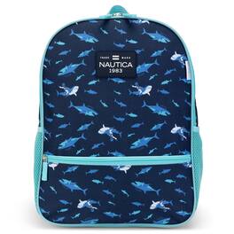 Nautica - 16" Back to Basics Kids Backpack with Cushioned Back and Shoulder Straps - Shark Riders
