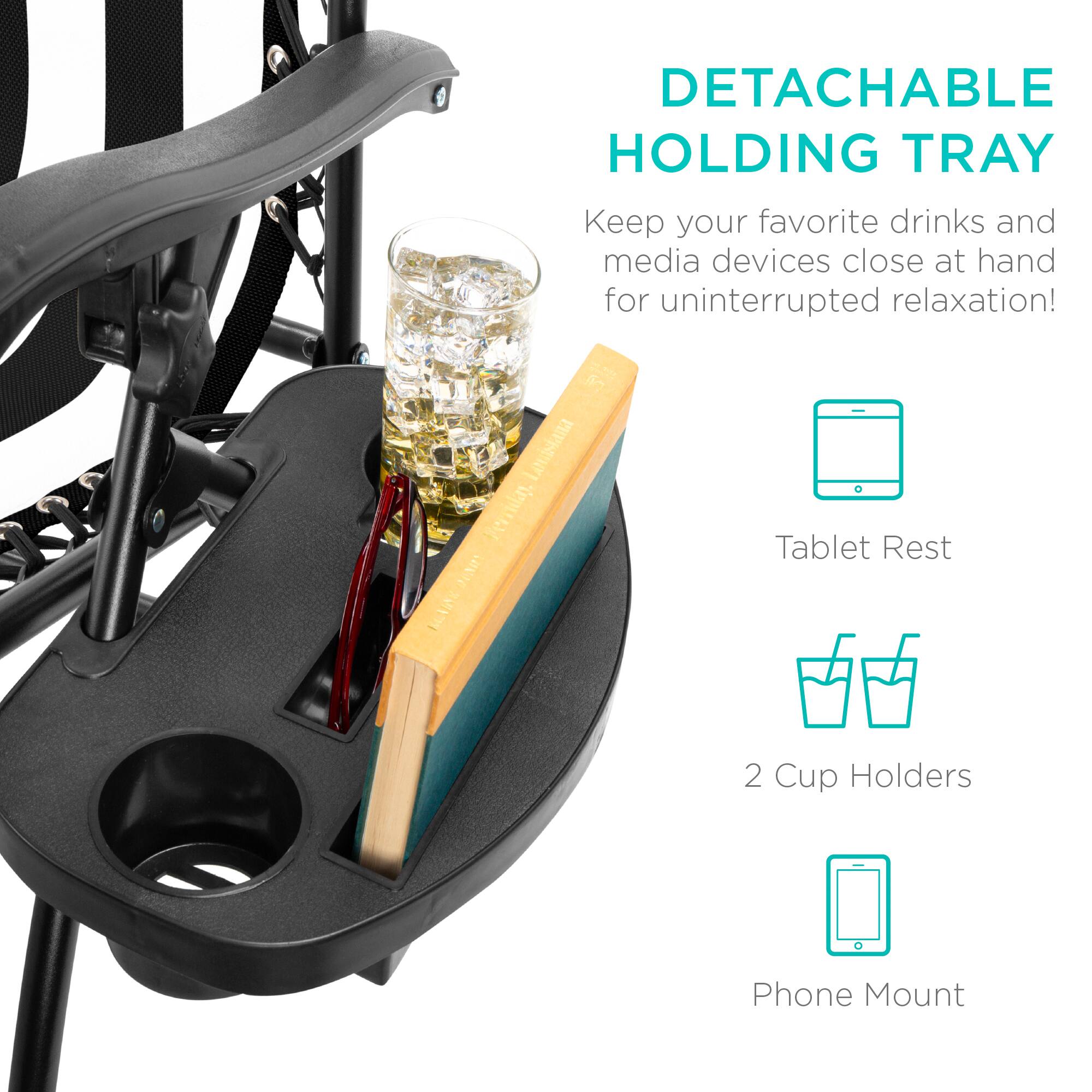 DETACHABLE HOLDING TRAY  
Keep your favorite drinks and media devices close at hand for uninterrupted relaxation!  

LAuiana Ferriday PONI 2MAOU Tablet Rest  
2 Cup Holders  
Phone Mount