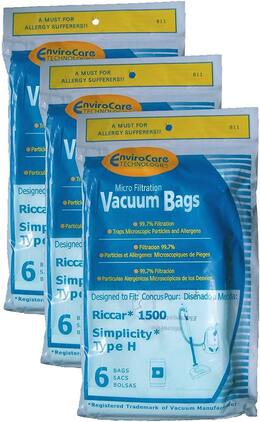 18 Pack EnviroCare Replacement Designed To Fit Simplicity Type H Vacuum Bags, Canister Cleaners, Pack – Part 811