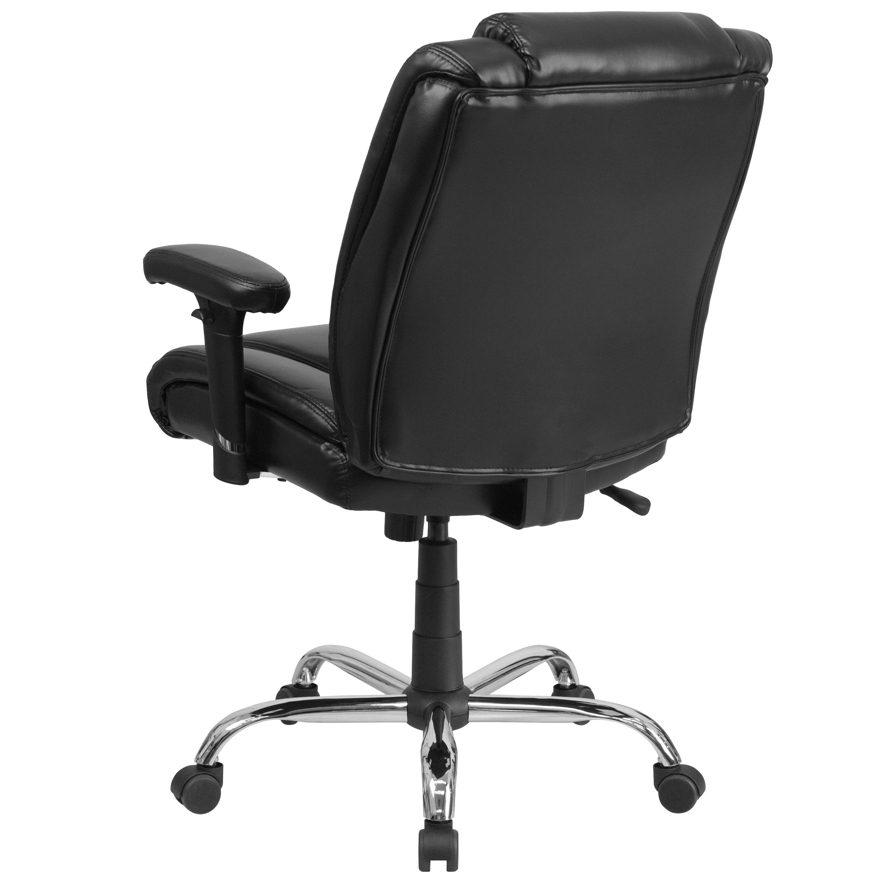 Alt View 5. Emma + Oliver - Big & Tall 400 lb. Rated Leather Swivel Ergonomic Task Office Chair with Chrome Base and Adjustable Arms - Black.