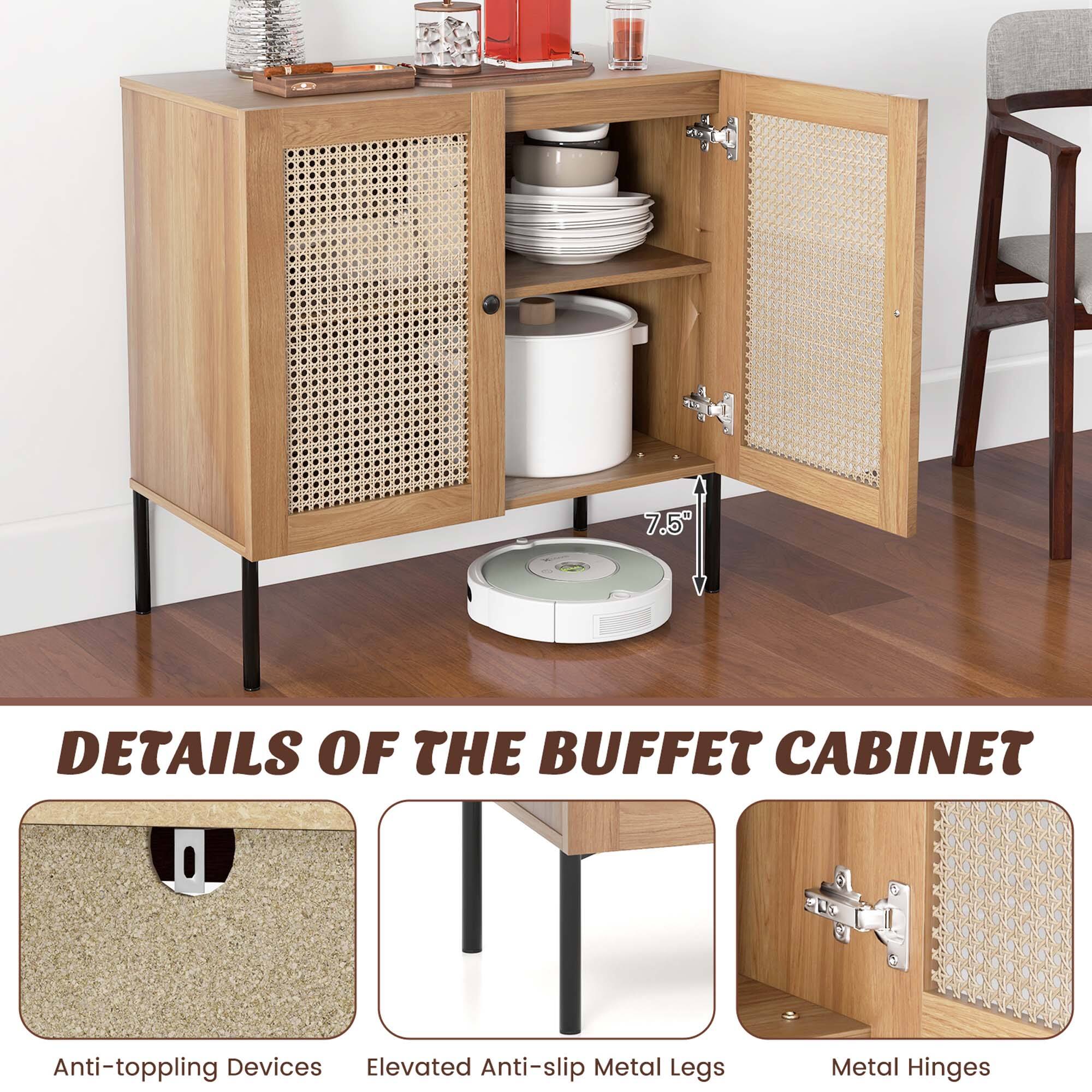 7.5" DETAILS OF THE BUFFET CABINET

Anti-toppling Devices
Elevated Anti-slip Metal Legs
Metal Hinges