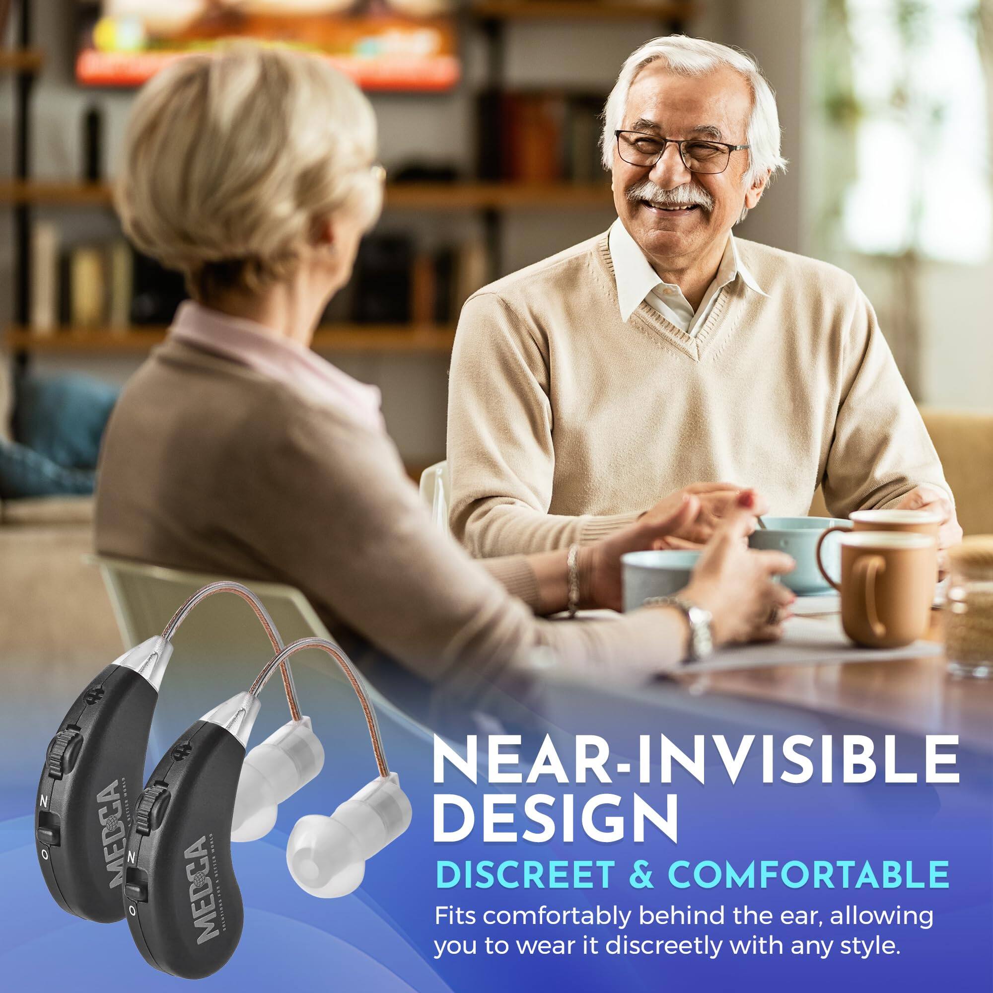 I 95715 181 ... MEDCA N 0 TIE.. MEDCA

NEAR-INVISIBLE DESIGN  
DISCREET & COMFORTABLE  
Fits comfortably behind the ear, allowing you to wear it discreetly with any style.