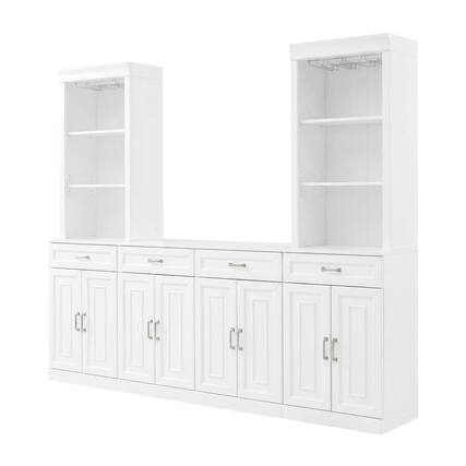 Front. Crosley Furniture - Stanton 3-Piece Sideboard And Bar Cabinet Set - Sideboard & 2 Bar Cabinets - White.
