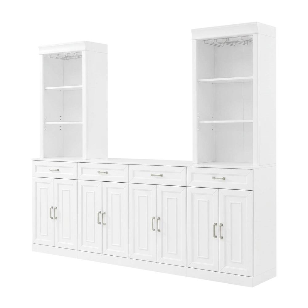 Front. Crosley Furniture - Stanton 3-Piece Sideboard And Bar Cabinet Set - Sideboard & 2 Bar Cabinets - White.