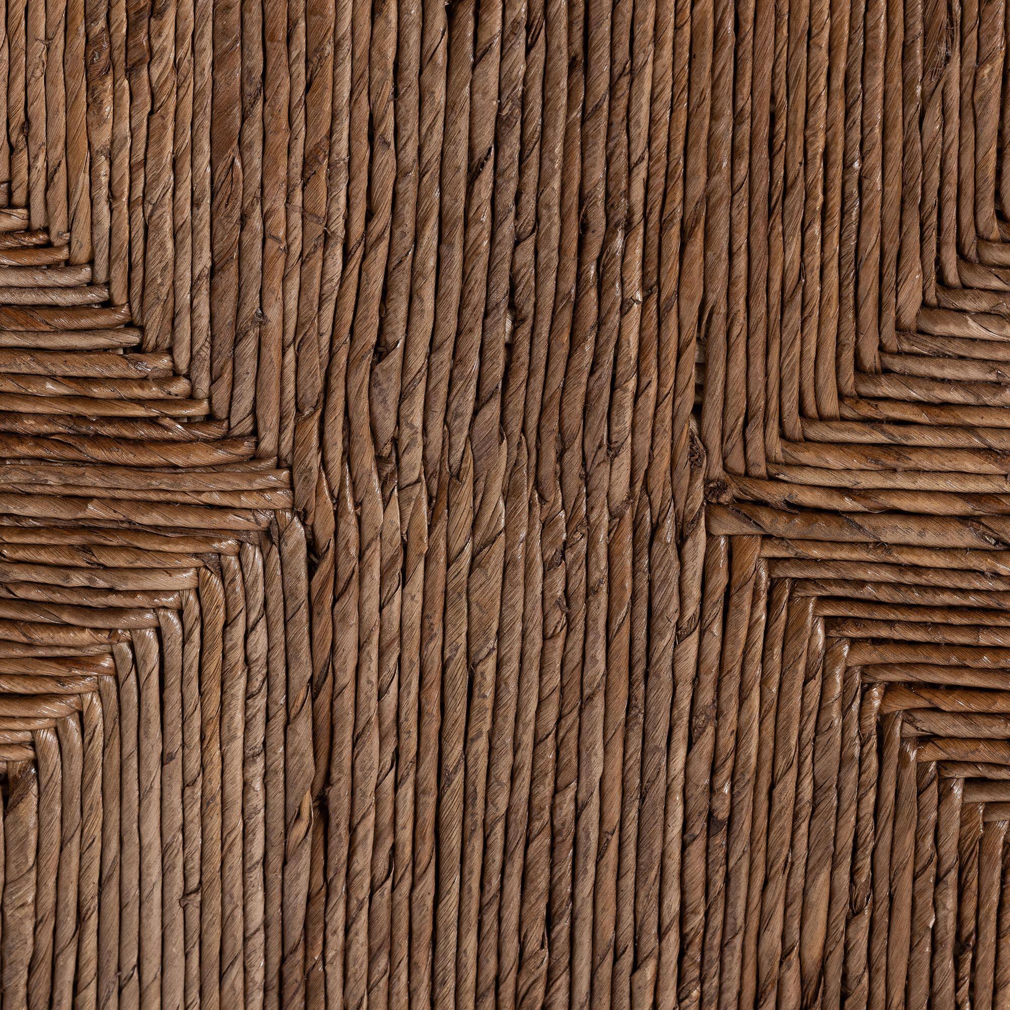 Alt View 1. bali & pari - Alda Woven Seagrass Ottoman - Handwoven Wicker Accent Stool with X Base, Boho Coastal Seating - Natural Brown.