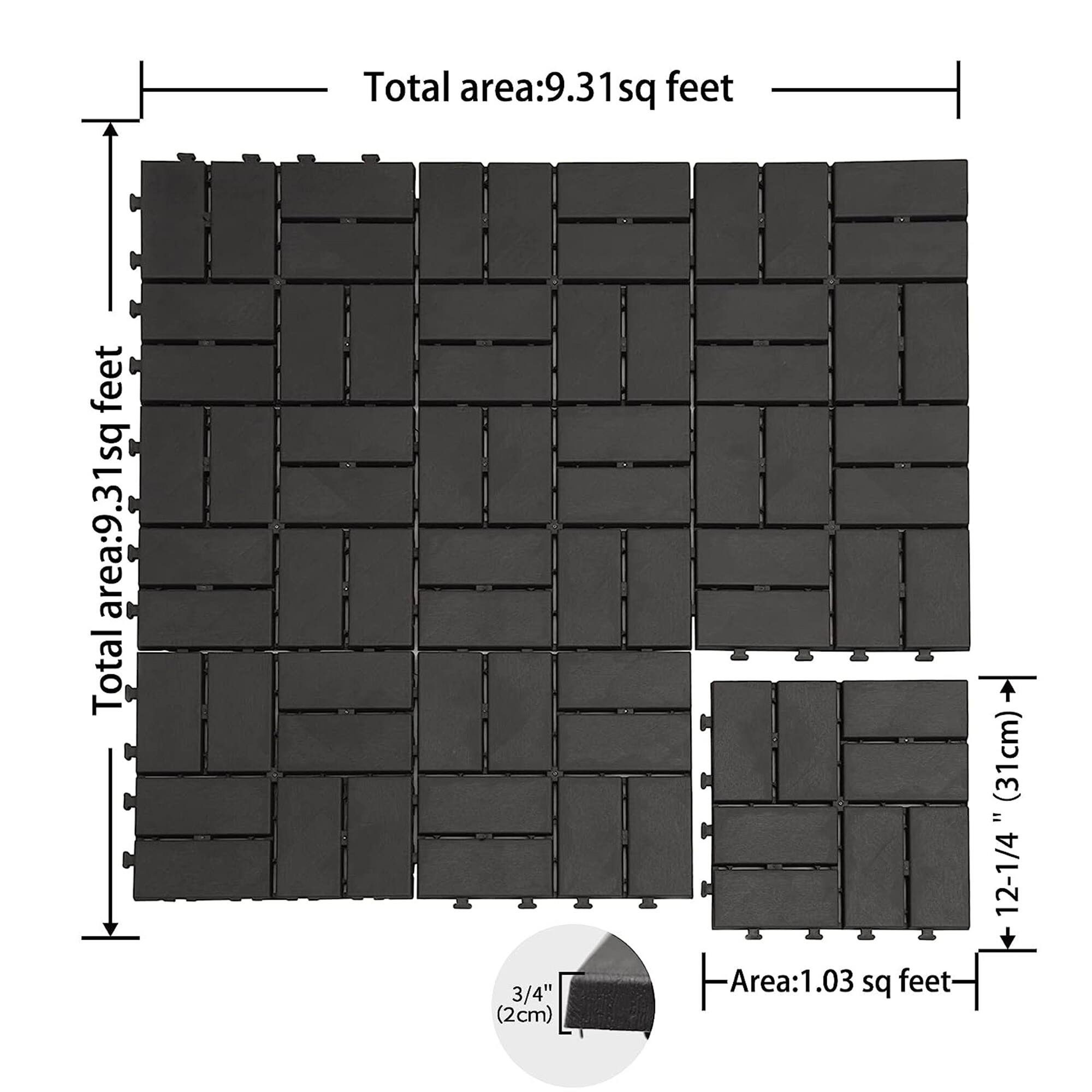 Total area: 9.31 sq feet

Total area: 9.31 sq feet

3/4" (2cm)

12-1/4" (31cm)

Area: 1.03 sq feet
