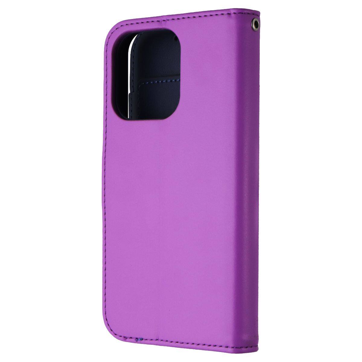 Front. Mybat - MyBat Pro MyJacket Xtra Series Wallet Case for Apple iPhone 15 Pro - Purple/Blue - Purple.