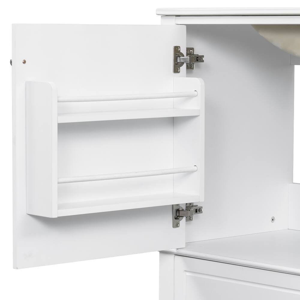 Left. Loheer - Loheer 36 inch bathroom vanity White Freestanding Cabinet with Ceramic Sink and 3 Drawers - White.
