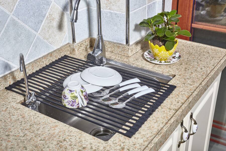 Dr4s Top Rack True & Tidy Over Sink Roll Up Drying Rack Black - Best Buy