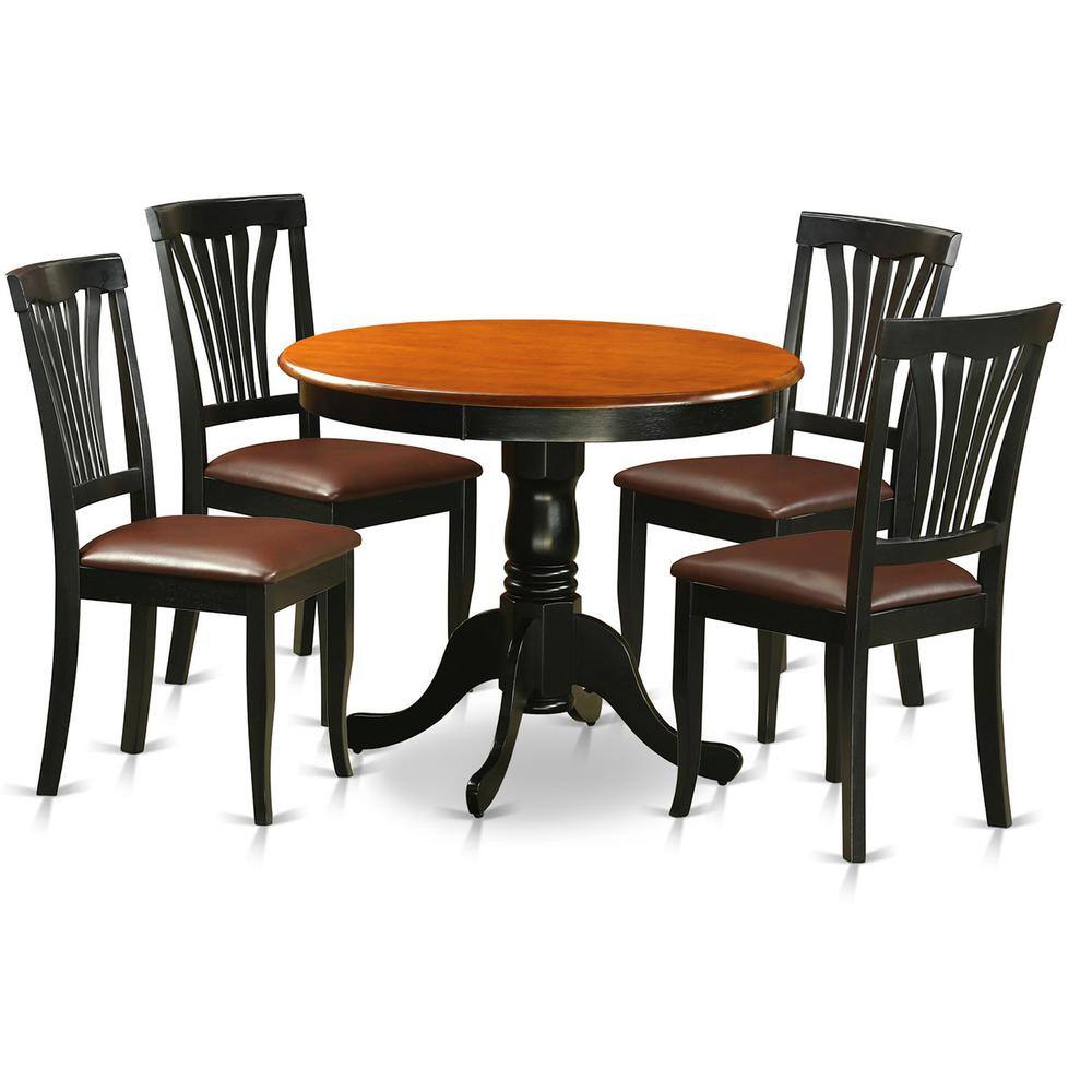 Back. East West Furniture - 5 Pc Kitchen nook setin Black and Cherry - Black & Cherry.