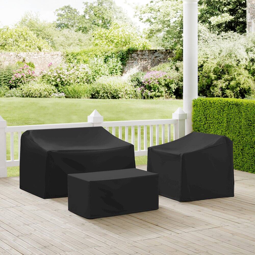 Alt View 8. Crosley Furniture - 3Pc Outdoor Furniture Cover Set - Loveseat - Black.