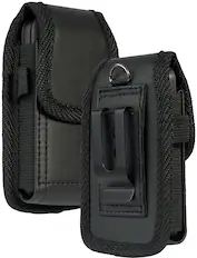 Front. Nakedcellphone - Pouch Case with Belt Clip, Universal for Slim Modern Flip Phones - Black.