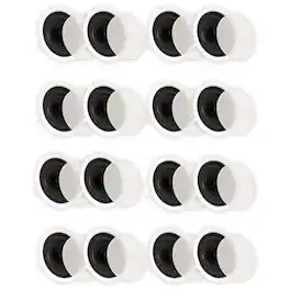 Theater Solutions by Goldwood - TS80C Flush Mount In Ceiling Speakers with 8" Woofers Home Theater 8 Pair Pack - Paintable White