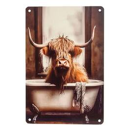 BreeBe - Highland In Tub Tin Sign - 8" x 11.75" - Multicolor