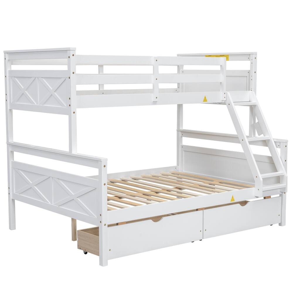Alt View 9. Loheer - Loheer Twin Over Full Bunk Bed White with Drawers and Ladder - White.