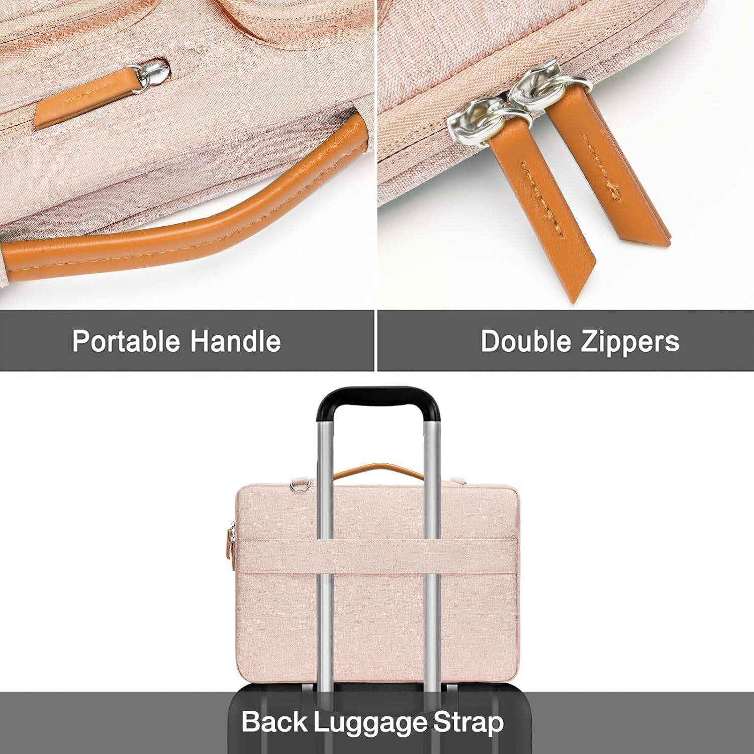 Portable Handle  
Double Zippers  
Back Luggage Strap