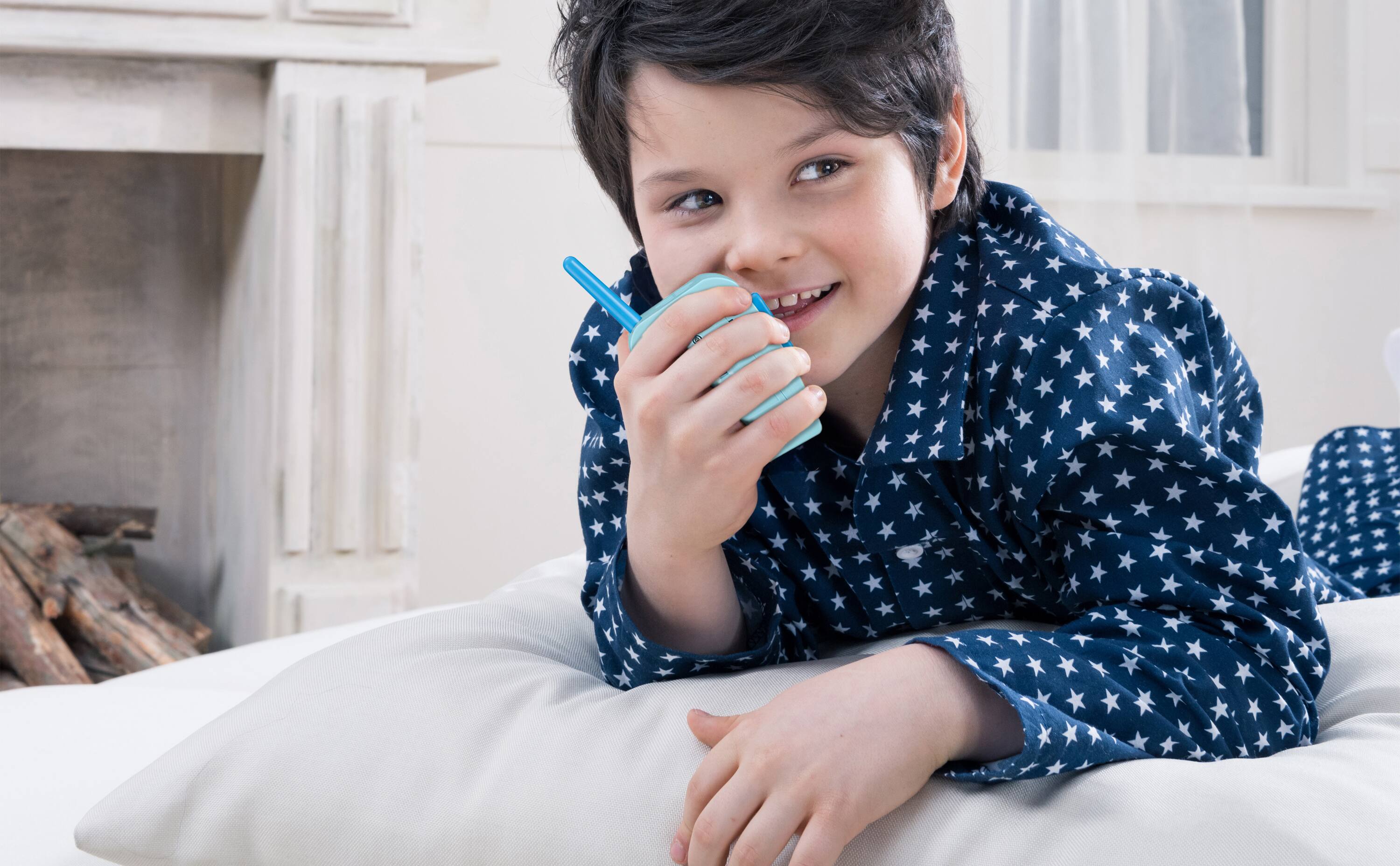 Back. eKids - eKids Disney Stitch Walkie Talkies for Kids, Two Way Radios for Indoor or Outdoor Games - Blue.