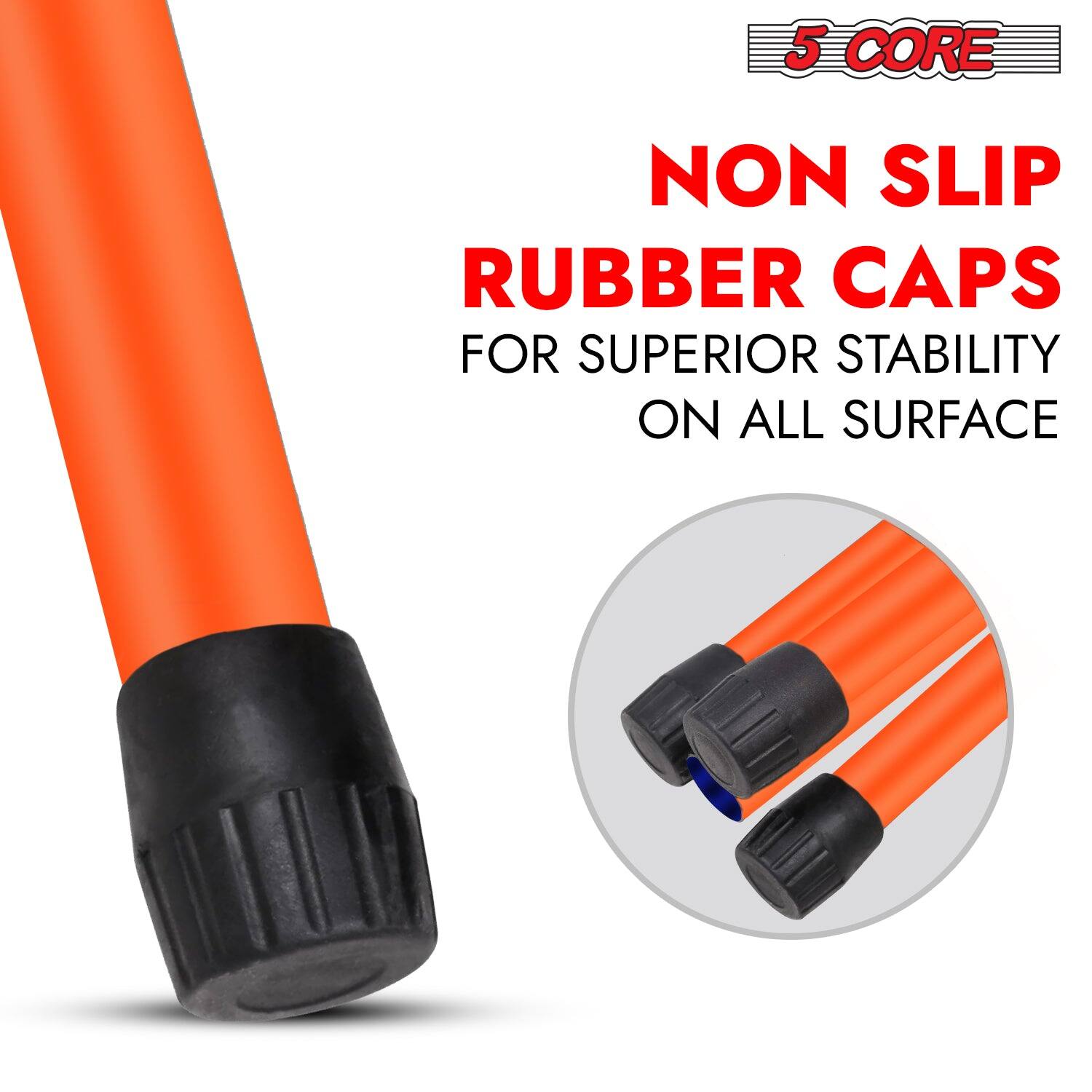 5 CORE NON SLIP RUBBER CAPS FOR SUPERIOR STABILITY ON ALL SURFACES