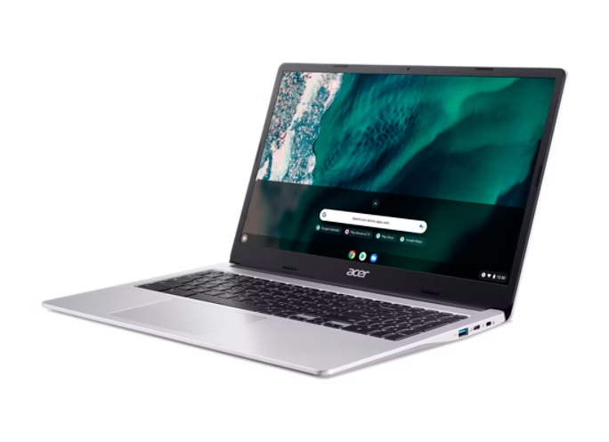 Left. Acer - Chromebook 315 Celeron N4500 8GB RAM 128GB eMMC 15.6″ FHD Wi-Fi 6 ChromeOS - Silver.