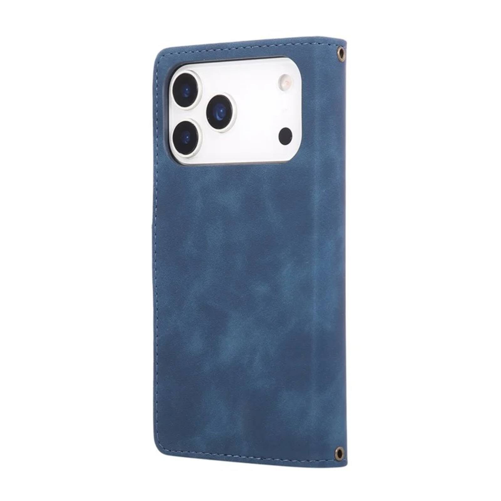 Alt View 4. UUCOVER - Wallet Case for Apple iPhone 18 Pro with Card Slots Cash Holder, Zipper Pocket, Wrist & Shoulder Strap, Flip Stand Cover - Blue.